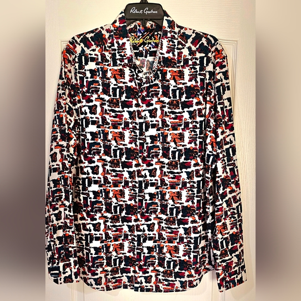 Robert Graham Multicolor Abstract Button-Up Shirt Size Large New Without Tags